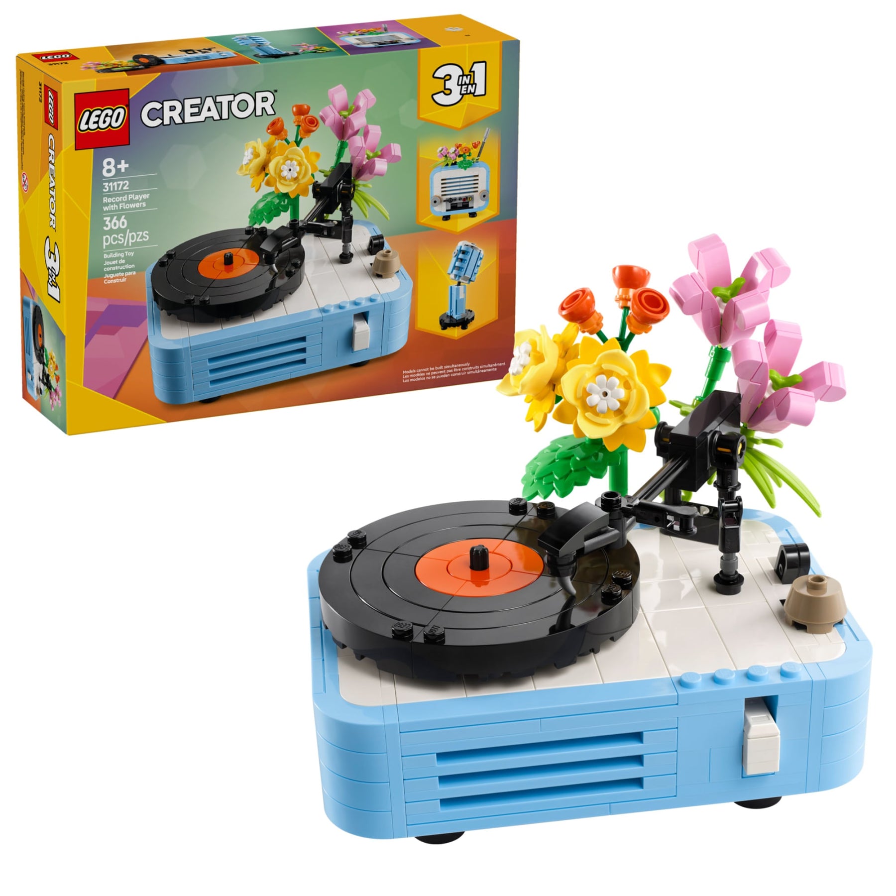 Creator 3 em 1 - Toca-discos com flores