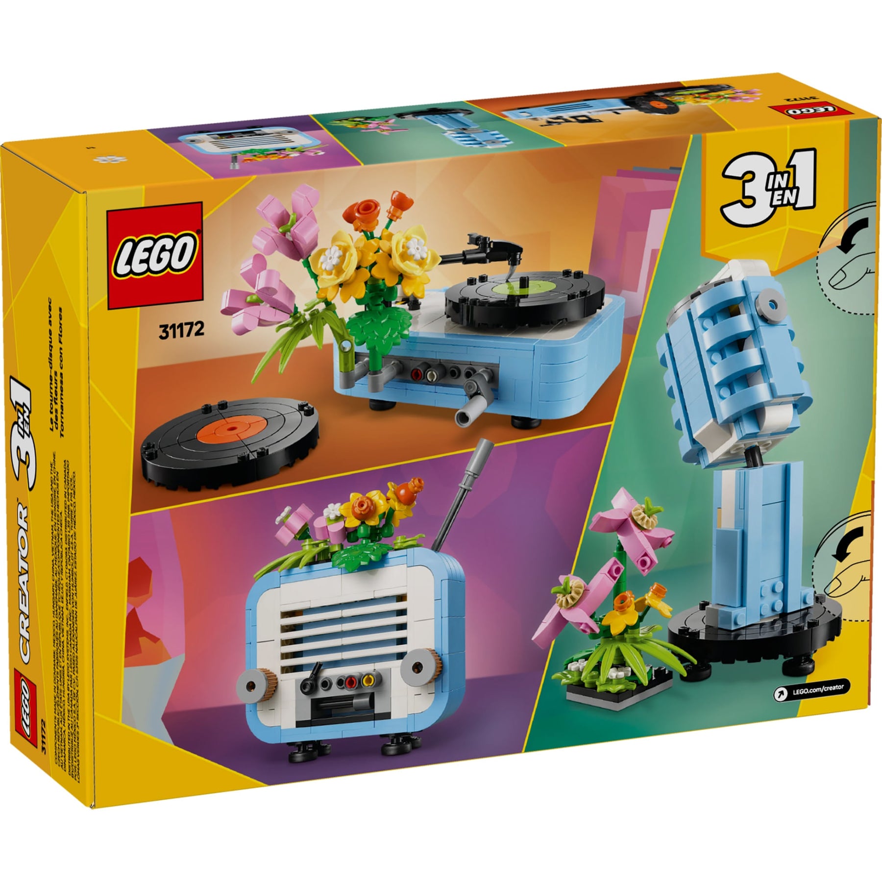 Creator 3 em 1 - Toca-discos com flores
